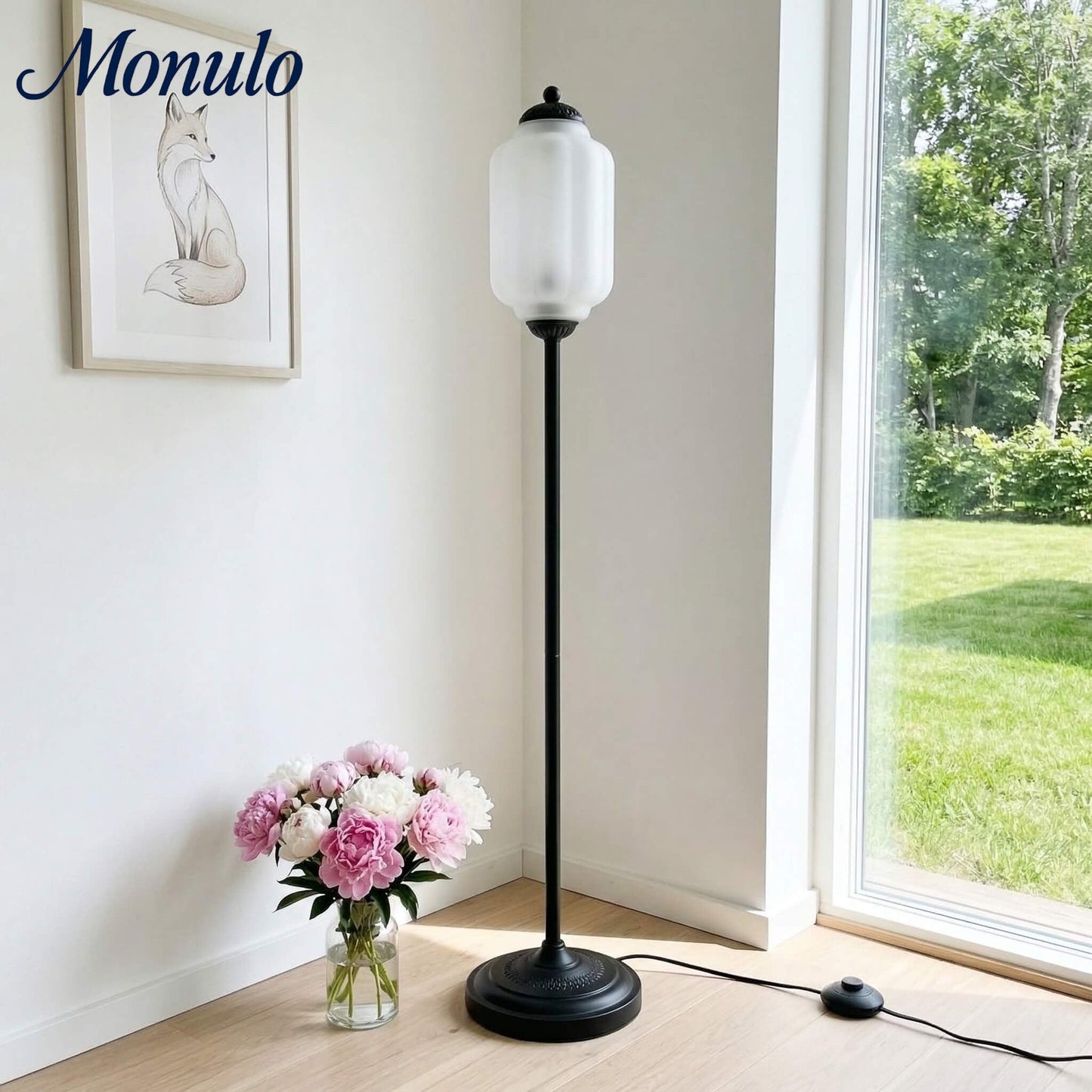 Decoratieve Glazen Pompoen Vloerlamp Retro Organische Stijl Woonkamer Staande Lamp