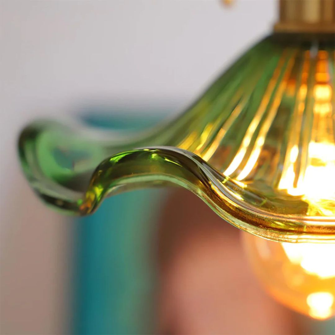 Hanglamp Glas E27 23cm Groen Messing Bloemvorm Eettafel Slaapkamer Retro Verlichting Vintage Hanglamp