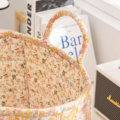 Canvas Opbergmand met Bloemenprint – Praktische Organizer voor Kleine Spullen en Schoenen
