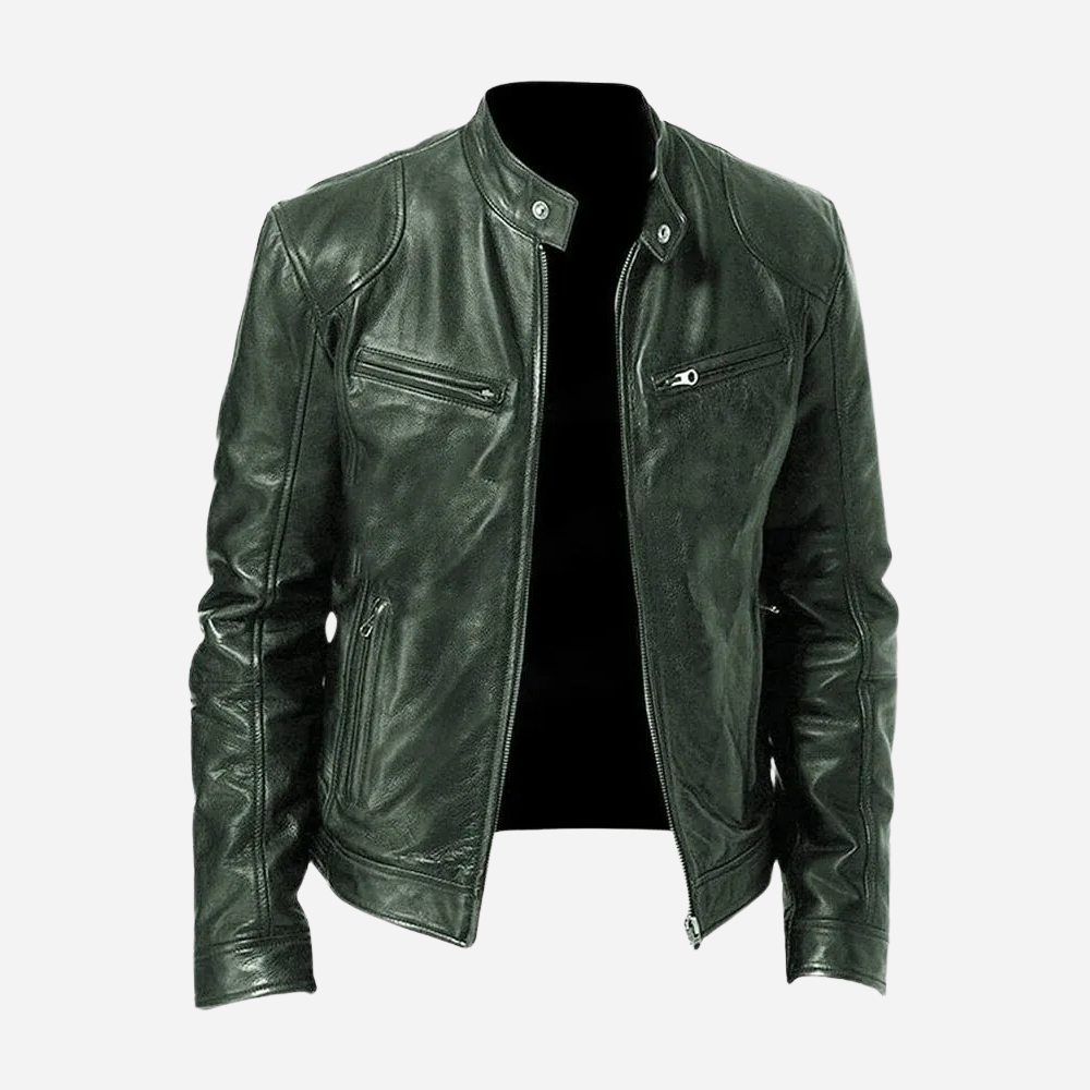 Modale Lederen Jas Rocco Stijl
