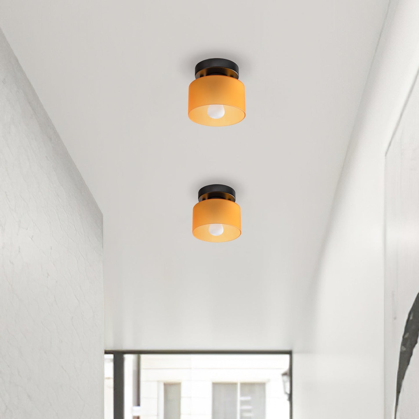 Plafondlamp Glas Retro E27/E26 Amber Keuken Hal Woonkamer Rond Design Sfeerverlichting Vintage Stijl