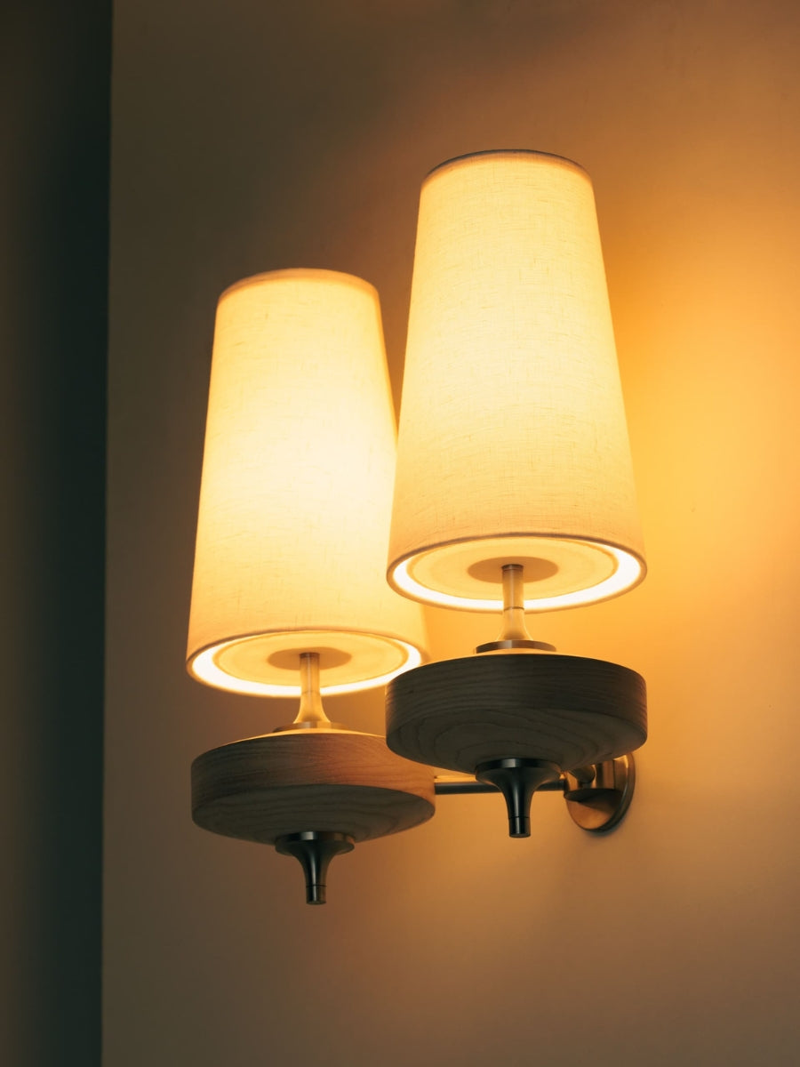 Retro Wandlamp met Stoffen Kap – Vintage Verlichting voor Slaapkamer