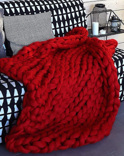 Handgebreid Chunky Plaid – Dik Gebreide Deken in Zachte Chenille voor Bank en Bed