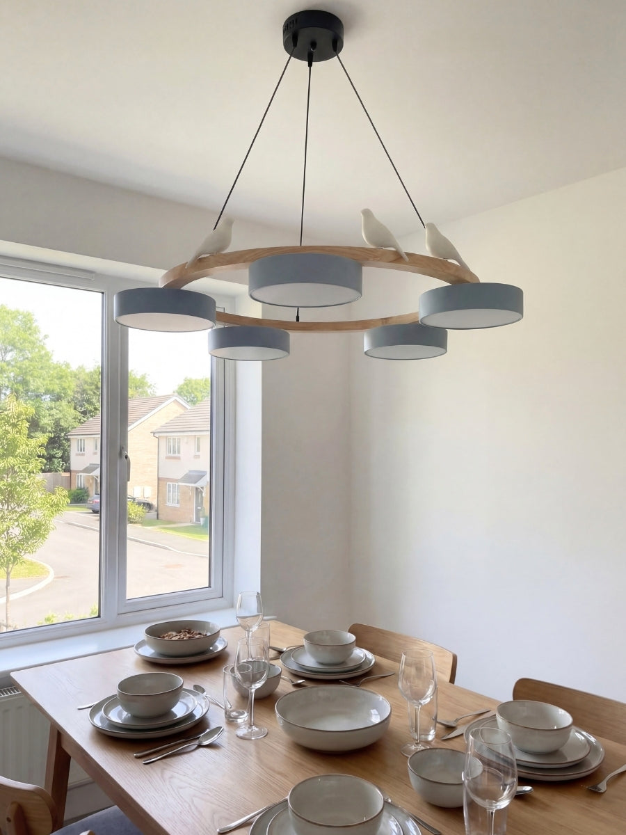 Decoratieve Vogelkroonluchter met Gekleurde Cirkels voor Eetkamer en Woonkamer