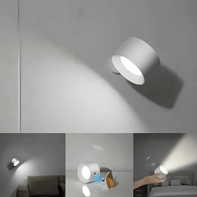 LED Wandlamp Draadloos met Accu en 360° Draaifunctie | Compact Design voor Woonkamer, Slaapkamer, Leeshoek, Hal | Instelbare Kleurtemperatuur Warmwit Neutraalwit Koudwit | Oplaadbare Verlichting 2000mAh