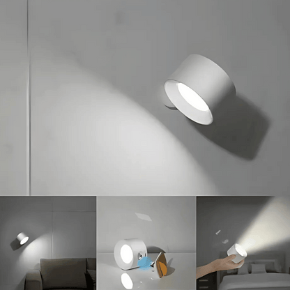 LED Wandlamp Draadloos met Accu en 360° Draaifunctie | Compact Design voor Woonkamer, Slaapkamer, Leeshoek, Hal | Instelbare Kleurtemperatuur Warmwit Neutraalwit Koudwit | Oplaadbare Verlichting 2000mAh