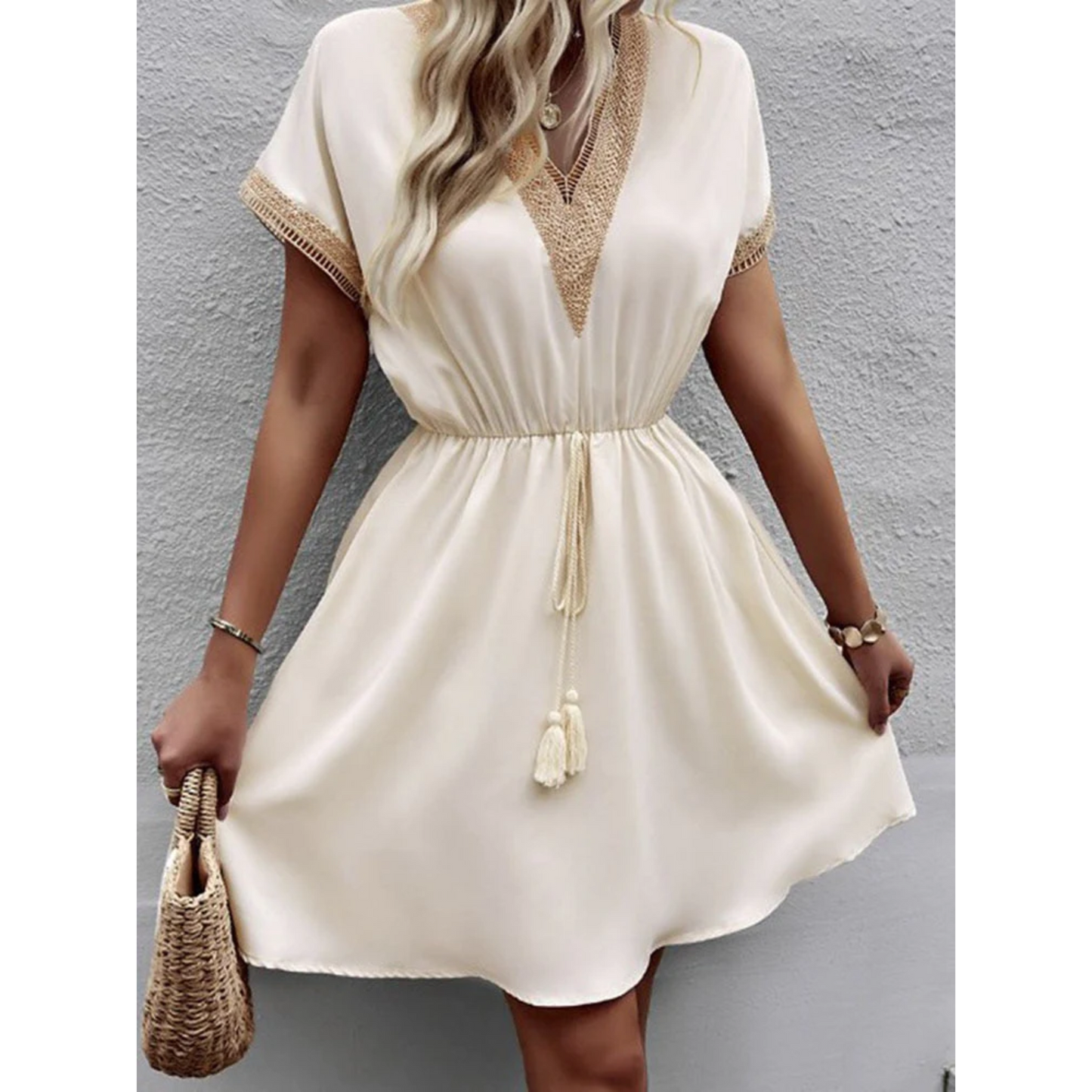 Losse Veters Mini Jurk Bohemian Stijl Zomerjurk