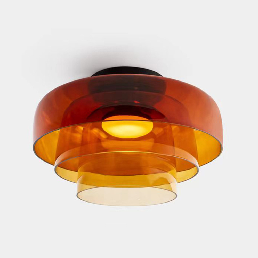 Design Glazen Plafondlamp met Gelaagde Structuur — Elegant Lichtspel voor Eetkamer, Woonkamer en Slaapkamer