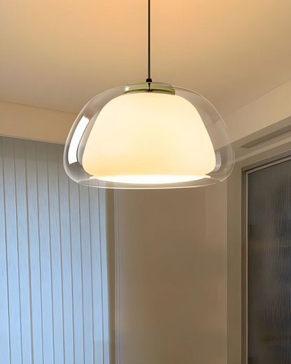 Luxe Glazen Hanglamp Met Mat En Transparant Glas In Minimalistisch Japandi Design