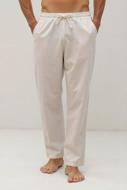 Witte Loungebroek voor Heren met Elastische Kordel