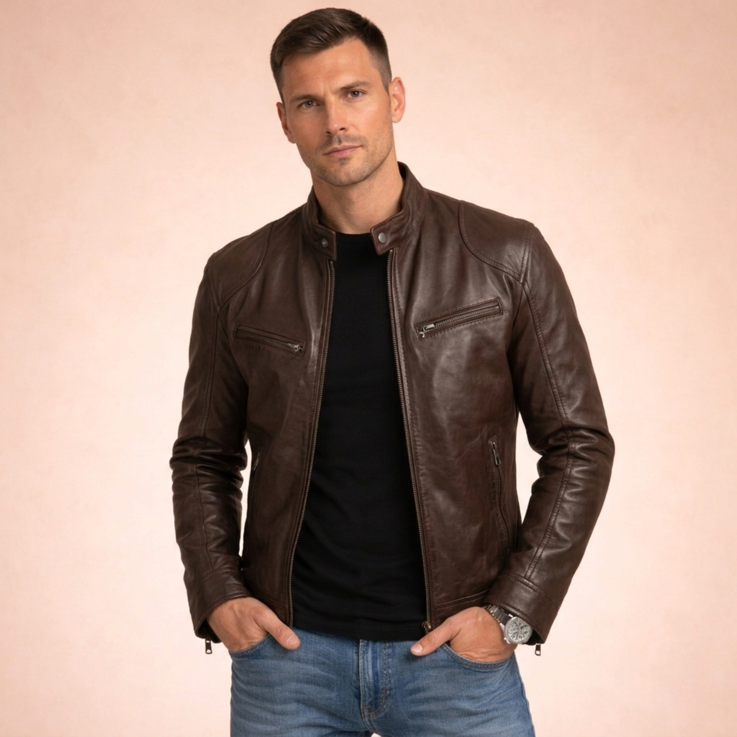 Leren Jack Tijdloos Elegant Mannen Jassen