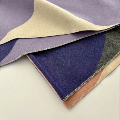Omkeerbare Sjaal met Geometrisch Blokdesign Warm Zachte Microvezel Poncho voor Herfst en Winter