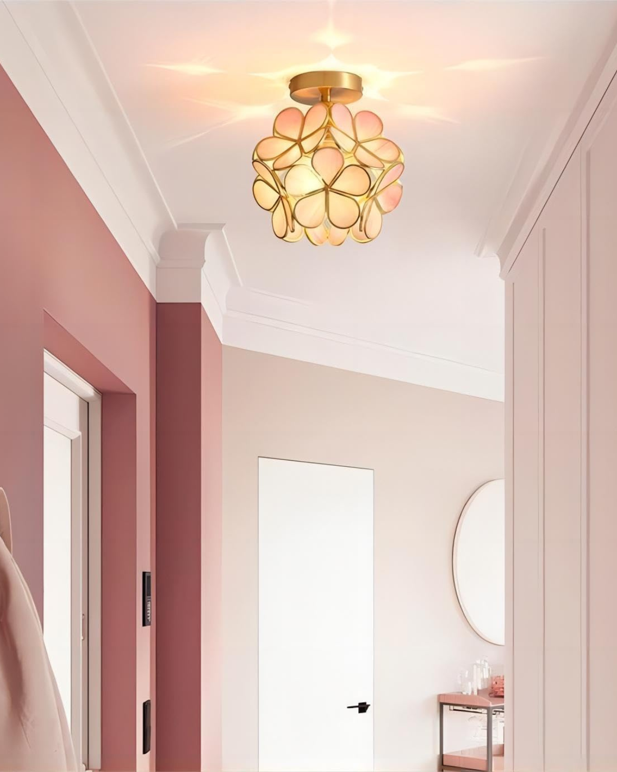 Moderne plafondlamp met bloemdesign in acryl en goudkleurig ijzer – luxe LED designlamp 20 cm
