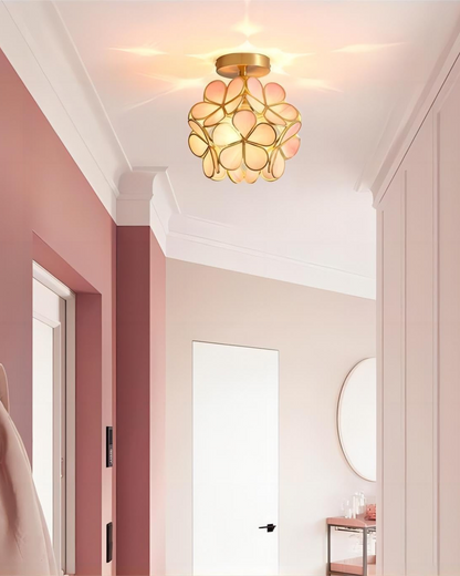 Moderne plafondlamp met bloemdesign in acryl en goudkleurig ijzer – luxe LED designlamp 20 cm