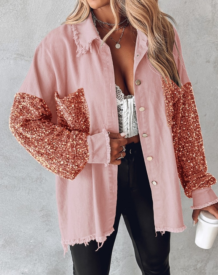Cherie Jas Lange Mouwen Glitter Pailletten