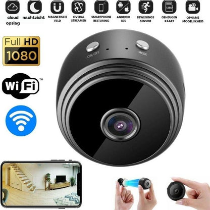 Compacte Beveiligingscamera HD 1080P Draadloos Infrarood Nachtzicht WiFi 150° Breedte Magnetische Montage App Bediening