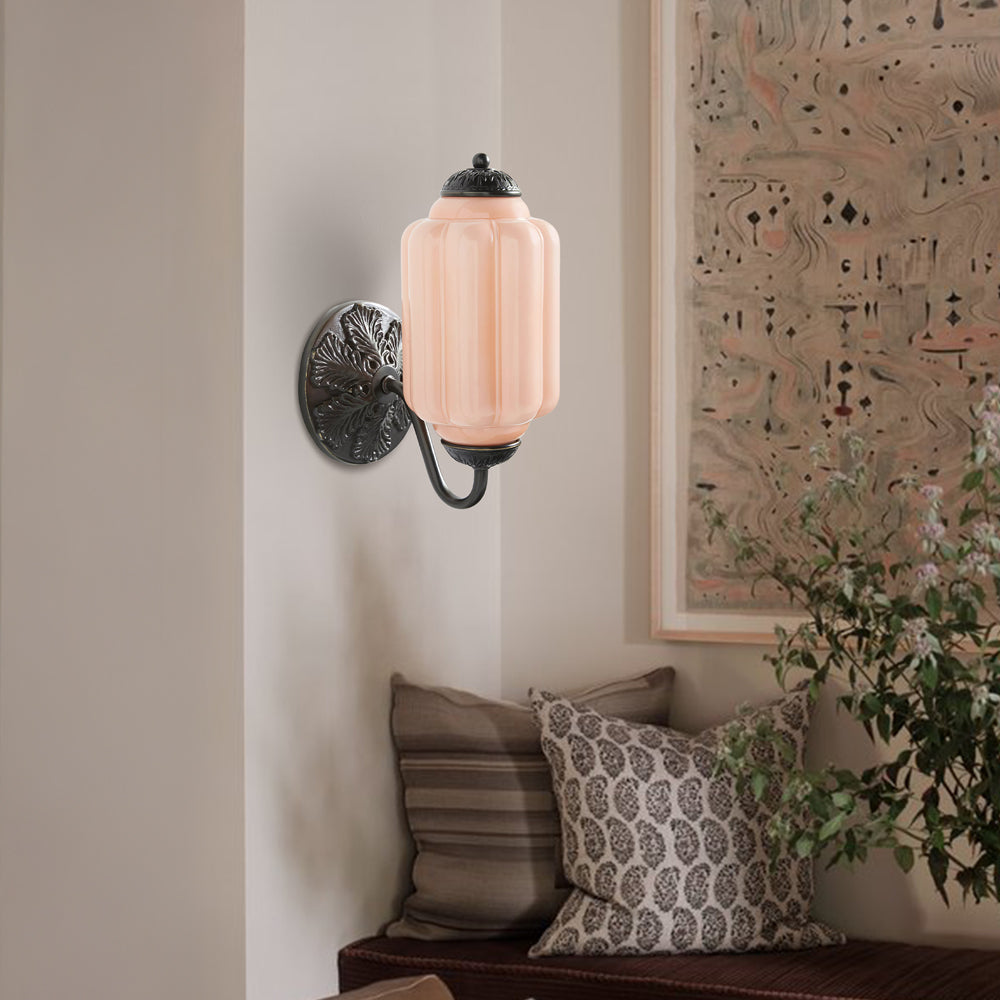 Vintage Wandlamp met Melkglas en Geolied Messing – Klassieke Retro Verlichting voor Hal, Slaapkamer, Woonkamer