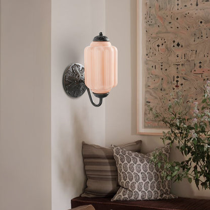 Vintage Wandlamp met Melkglas en Geolied Messing – Klassieke Retro Verlichting voor Hal, Slaapkamer, Woonkamer