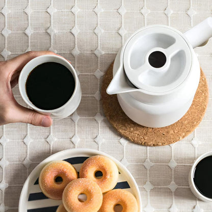 Thermoskan 1L RVS Houten Handvat Beige Keuken Koffie Thee Geïsoleerde Karaf Dubbelwandig Lekvrij Design Karaf Scandinavisch