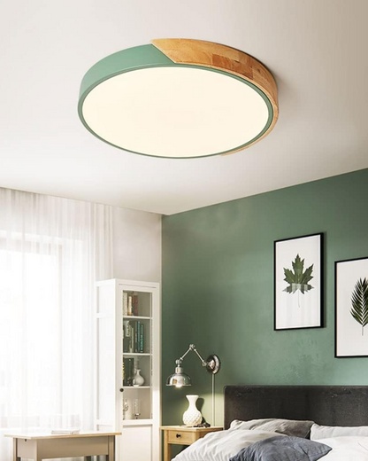 Moderne ronde plafondlamp met houtaccent en LED verlichting – minimalistische designlamp in 23 30 40 50 en 60 cm