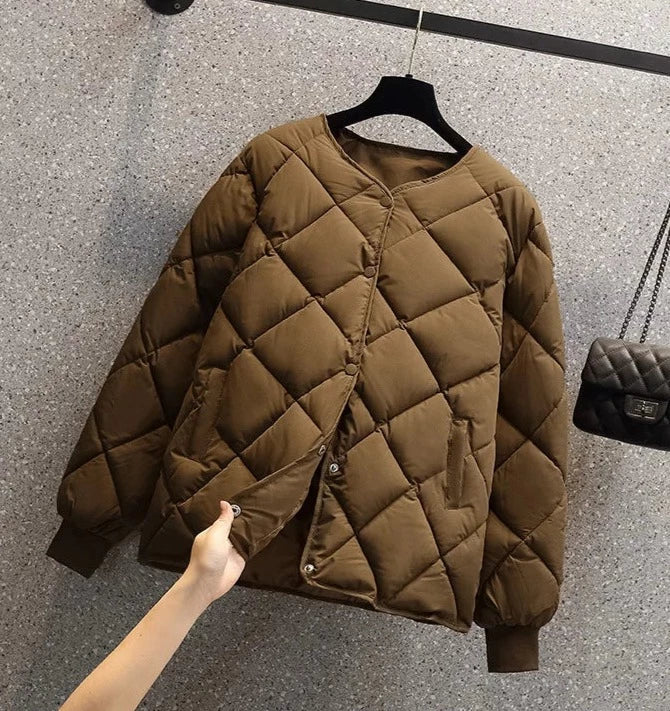 Geruite Katoenen Jas voor Vrouw Warm en Stijlvol → Vrouwen Jas Geruit Katoen Warm en Comfortabel