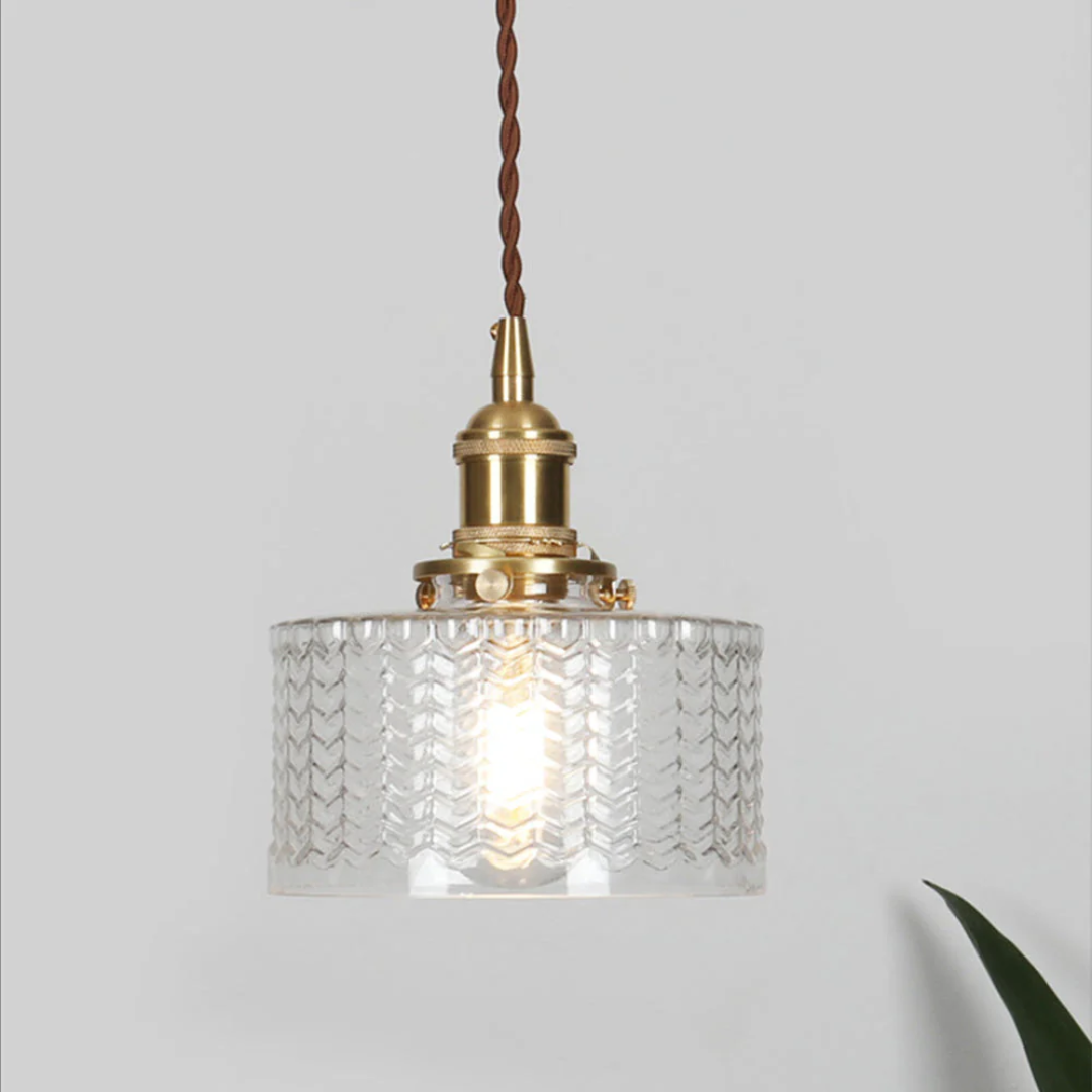 Quilivon Hanglamp Glas Messing Groen E27 Keuken Eettafel Retro Verlichting Geribbeld Glas Design