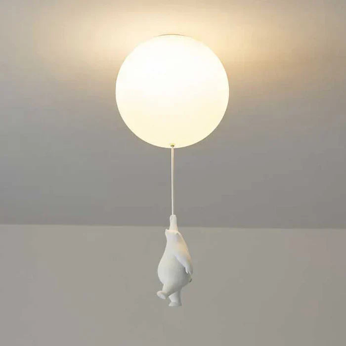 Kinderkamer hanglamp met beer en ballon, speelse plafondlamp met warm led licht voor slaapkamer en woonkamer