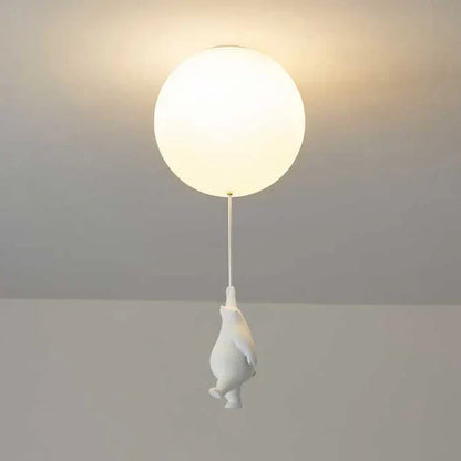 Kinderkamer hanglamp met beer en ballon, speelse plafondlamp met warm led licht voor slaapkamer en woonkamer