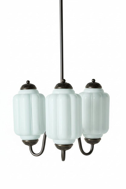 Vintage Melkglazen Hanglamp met Gegolfde Rand – Scandinavische Sfeerverlichting voor Keuken en Slaapkamer