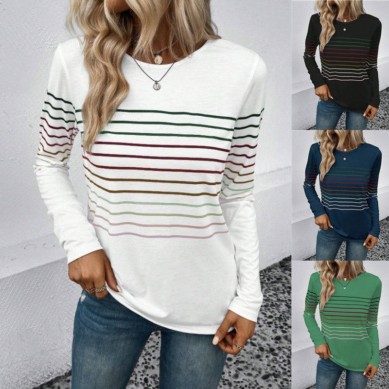 Dames T-shirt Lange Mouwen Streepjes Stijlvol Basic