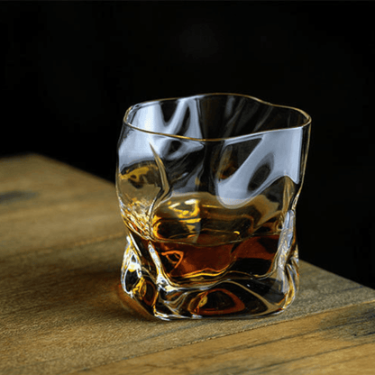 Whiskeyglas Edo Kiriko Japans Kristal Crumple Design Houten Geschenkdoos Handgemaakt