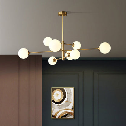 Hanglamp Glas Bollen Modern Zwart Koper 6/8-Lichts G9 Verlichting