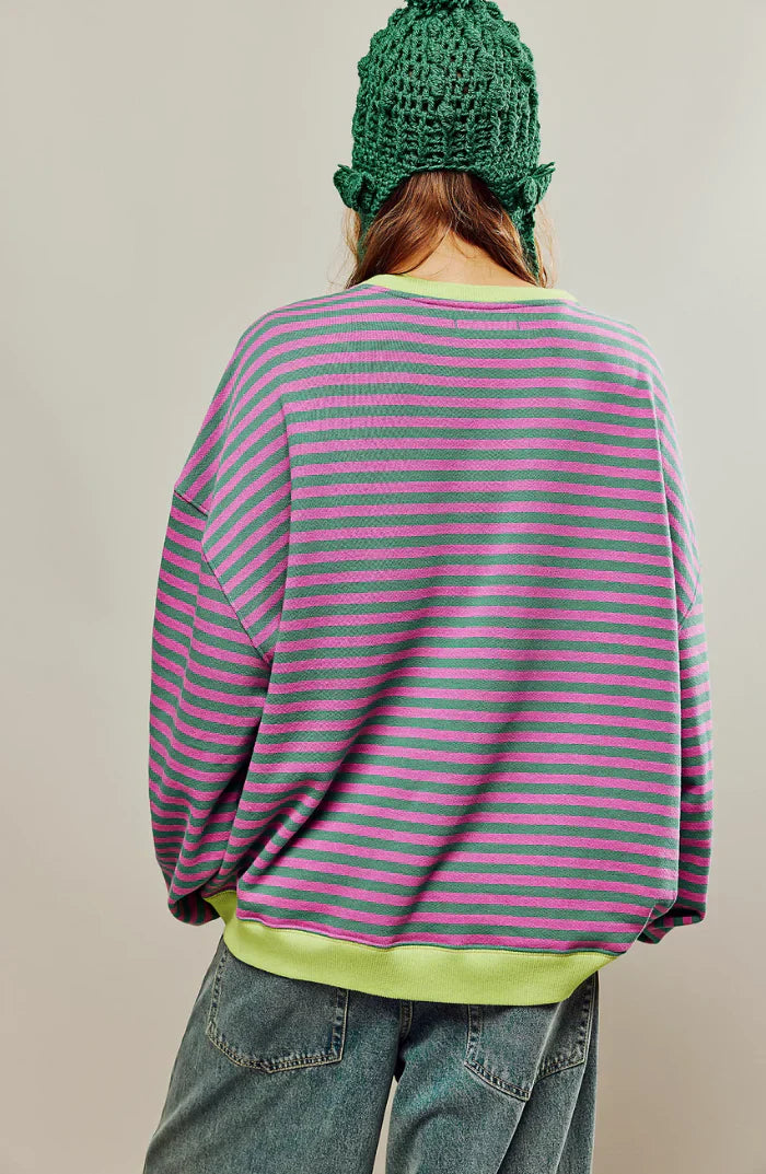 Dames Trui Oversized Gestreept Comfortabele Pasvorm