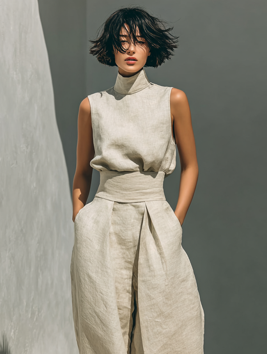 Dames Set Mouwloze en Wijde Broek Zachte Ademend Materiaal