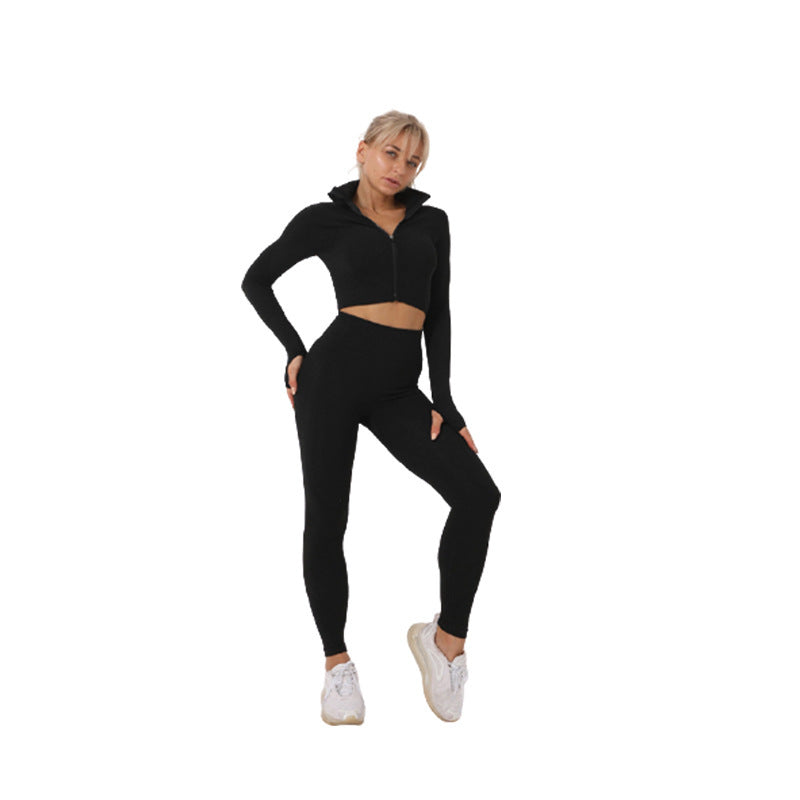 Dames Sportset: Yoga Legging, Croptop en Windvest