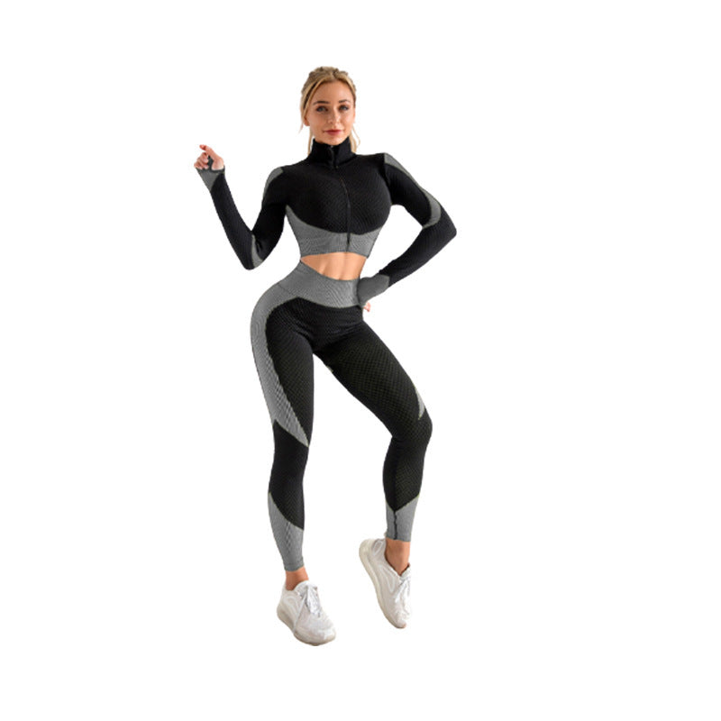 Dames Sportset: Yoga Legging, Croptop en Windvest