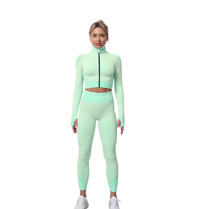 Dames Sportset: Yoga Legging, Croptop en Windvest