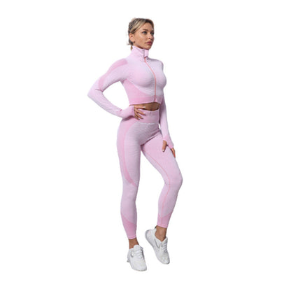 Dames Sportset: Yoga Legging, Croptop en Windvest