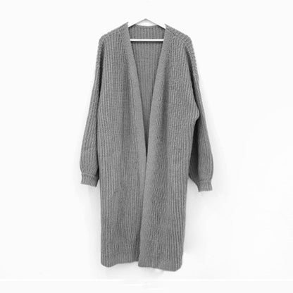 Dames Vest Gebreid met Pofmouwen Lang Elegante Stijl