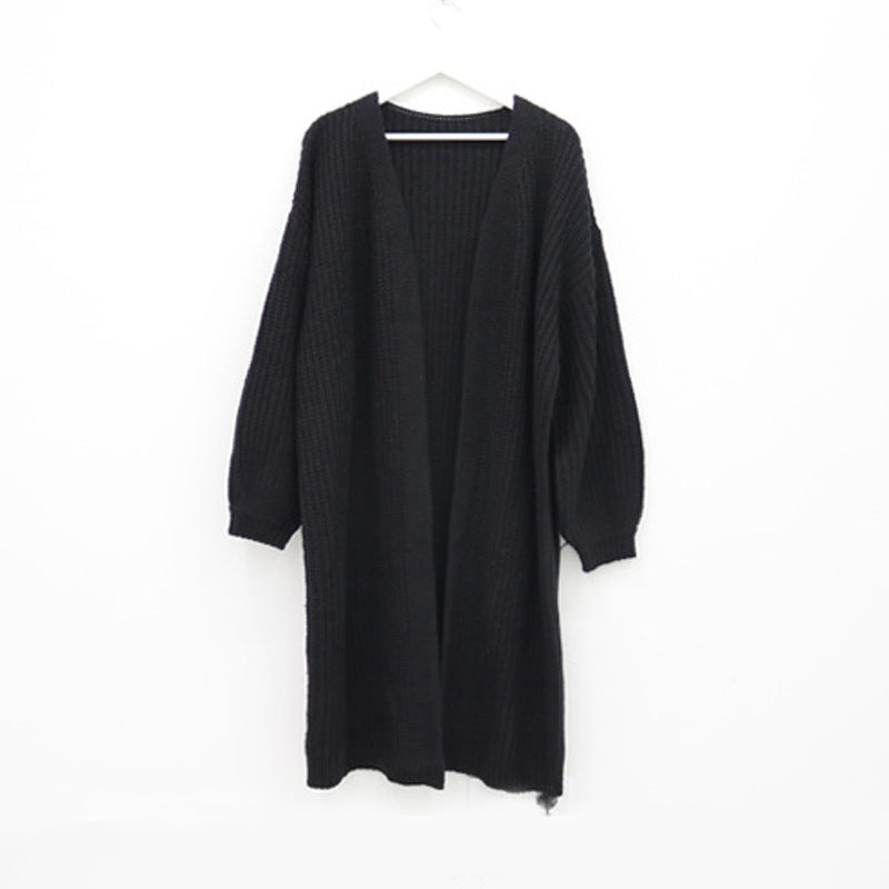 Dames Vest Gebreid met Pofmouwen Lang Elegante Stijl