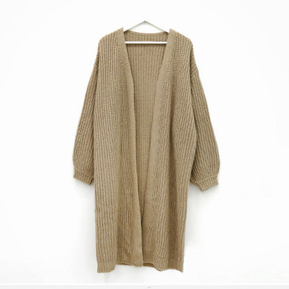 Dames Vest Gebreid met Pofmouwen Lang Elegante Stijl