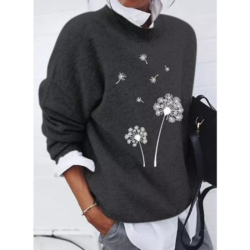 Dames Trui Paardenbloem Print Stijlvolle Jurktrui