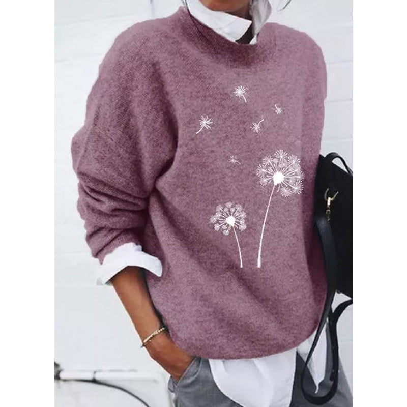 Dames Trui Paardenbloem Print Stijlvolle Jurktrui