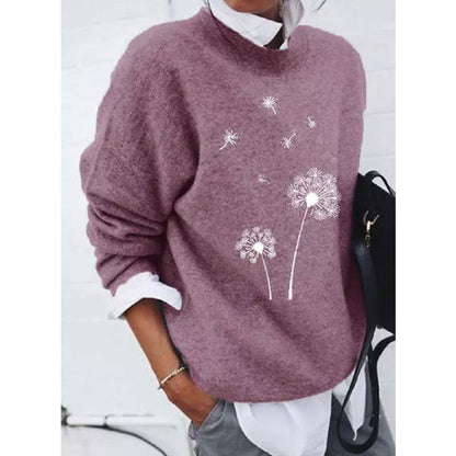 Dames Trui Paardenbloem Print Stijlvolle Jurktrui