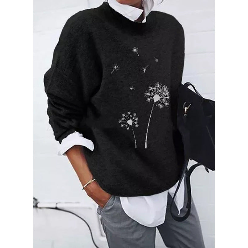 Dames Trui Paardenbloem Print Stijlvolle Jurktrui