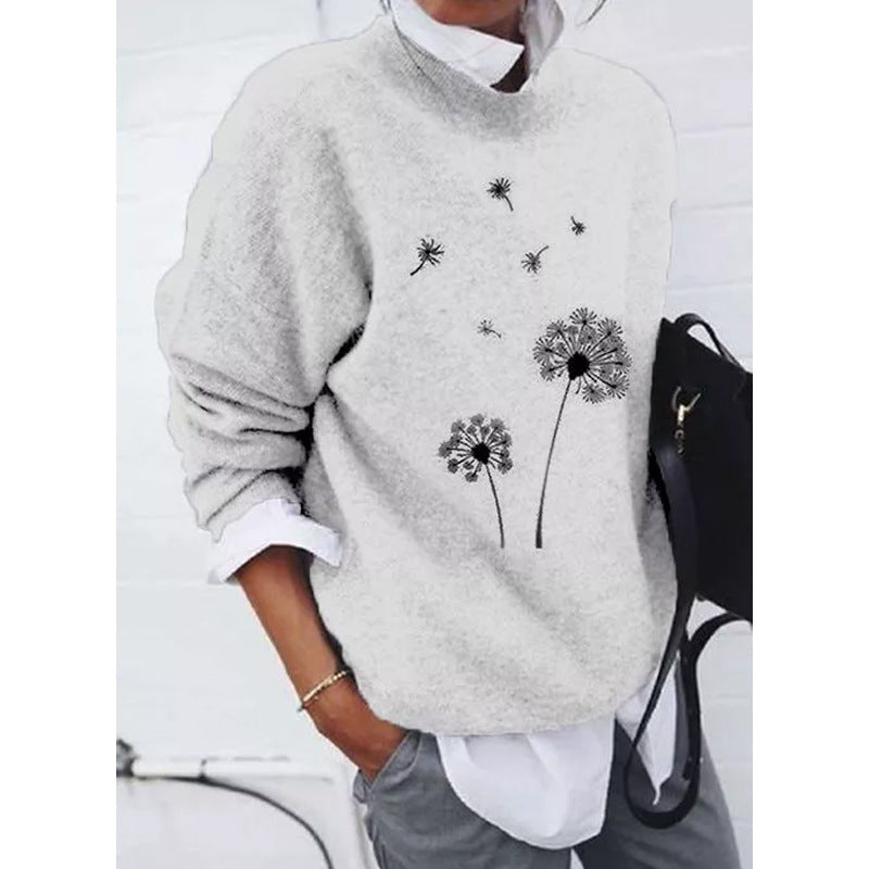 Dames Trui Paardenbloem Print Stijlvolle Jurktrui