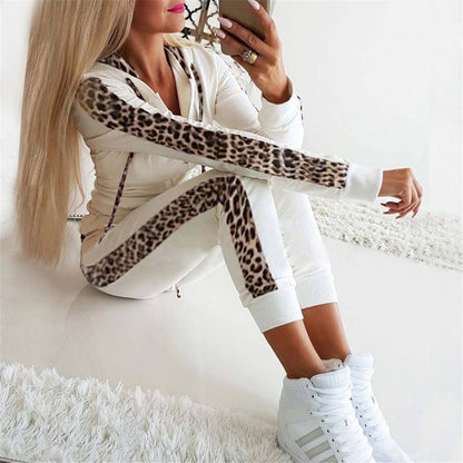 Dames Joggingpak Luipaard Print Tweedelig met Capuchon - StudioMarella