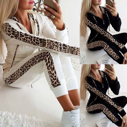 Dames Joggingpak Luipaard Print Tweedelig met Capuchon
