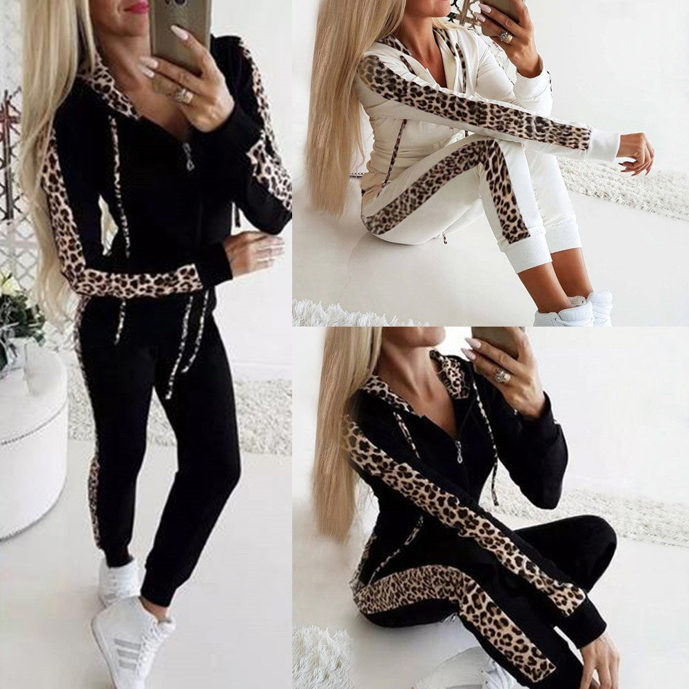 Dames Joggingpak Luipaard Print Tweedelig met Capuchon