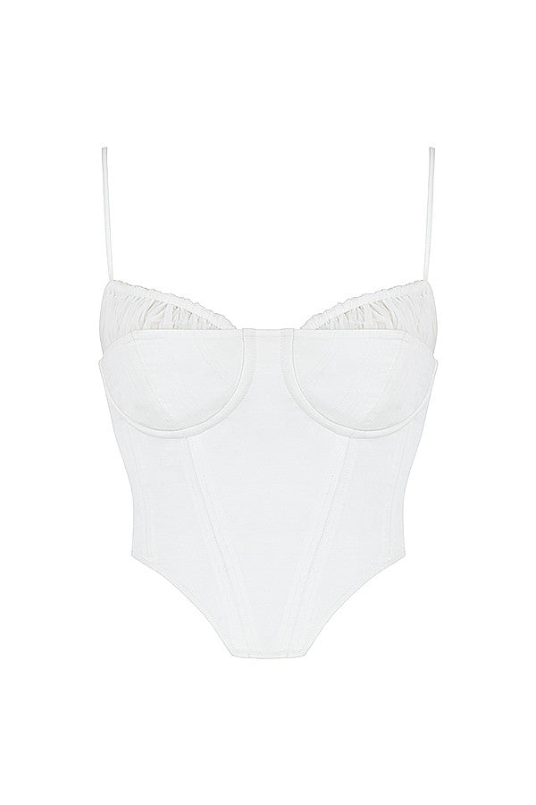 Witte Vrouwelijke Bustier Top Dunne Bandjes